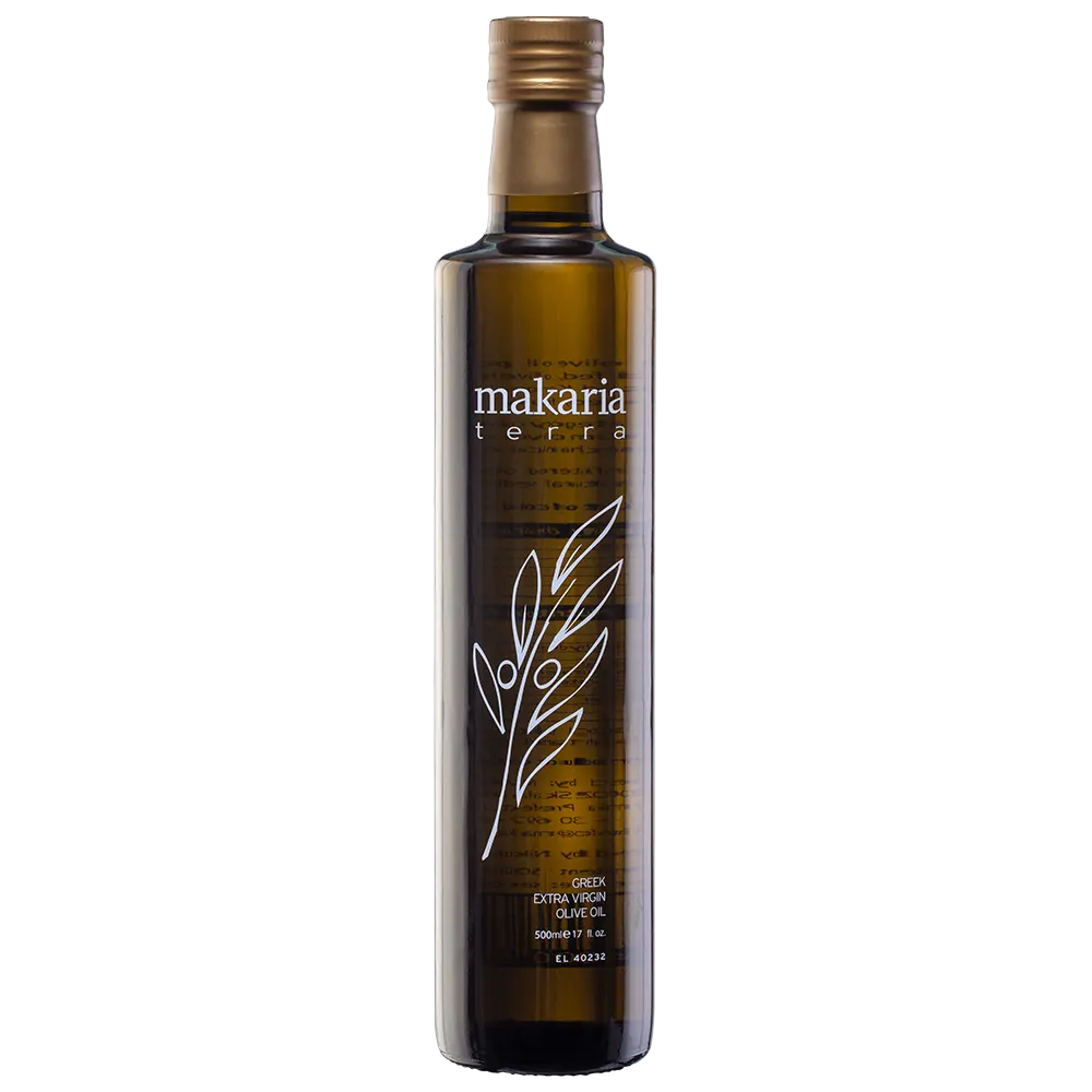 Makaria Terra extra virgin olive oil bottle front view