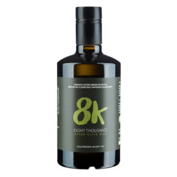 8K Premium βιολογικό ελαιόλαδο μπουκάλι μπροστινή όψη