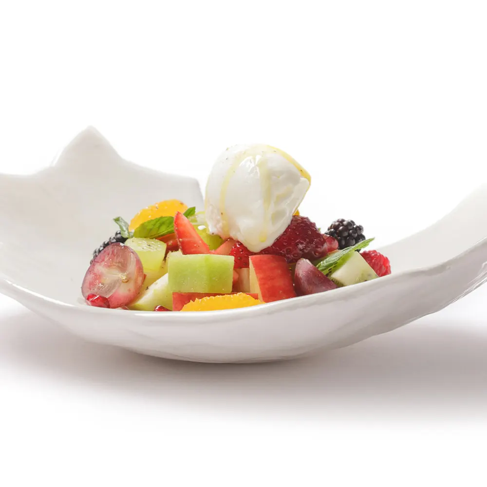 Recipe Vasilis Leonidou Fruit salad with Madagascar vanilla ice cream extra virgin olive oil