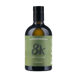 8K Premium Κορωνέϊκη βιολογικό ελαιόλαδο μπουκάλι μπροστινή όψη