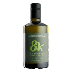 8K Premium Blend Organic extra virgin olive oil bottle front view
