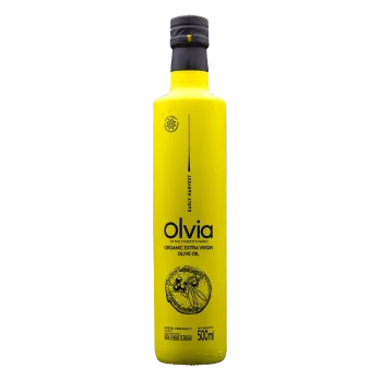 Olvia Green βιολογικό εξαιρετικό παρθένο ελαιόλαδο φιάλη 500 ml μπροστινή όψη
