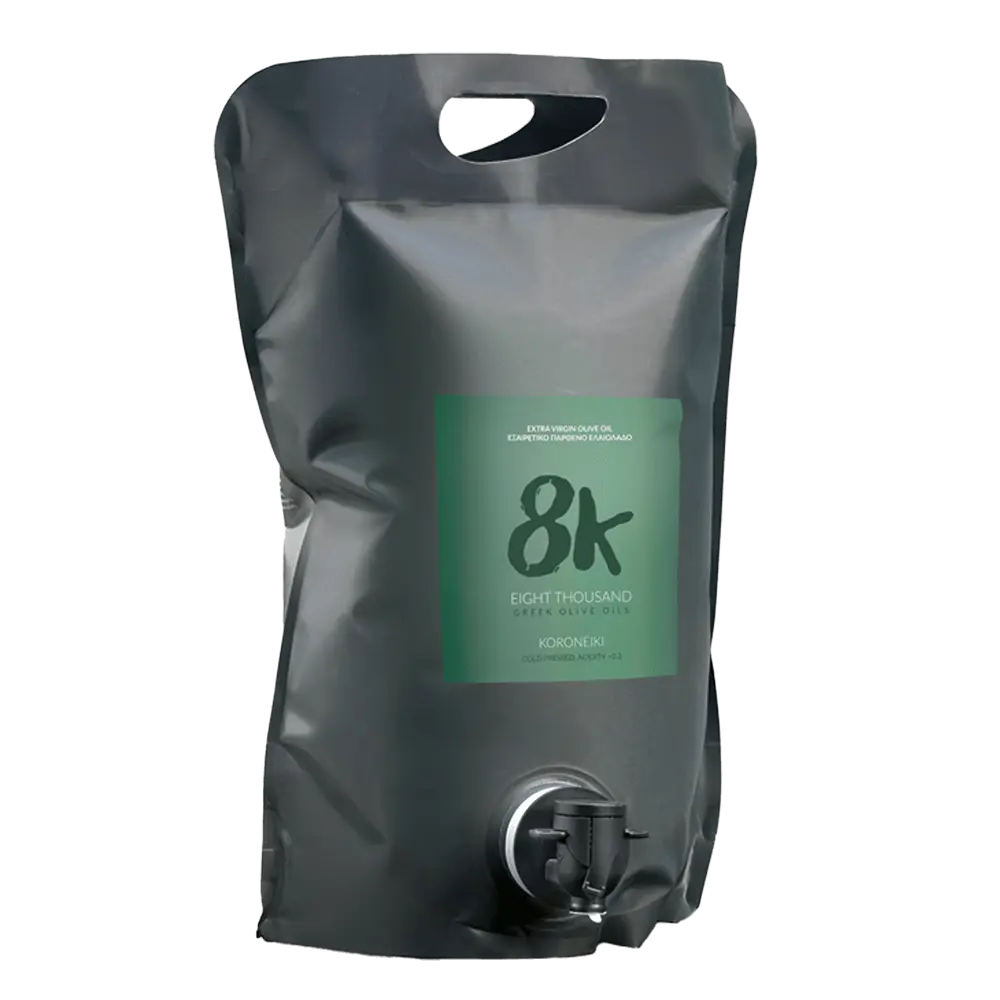 8K Koroneiki Premium extra virgin olive oil 3l front view