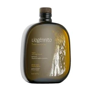 Liogennito Manaki Organic extra virgin olive oil bottle front view