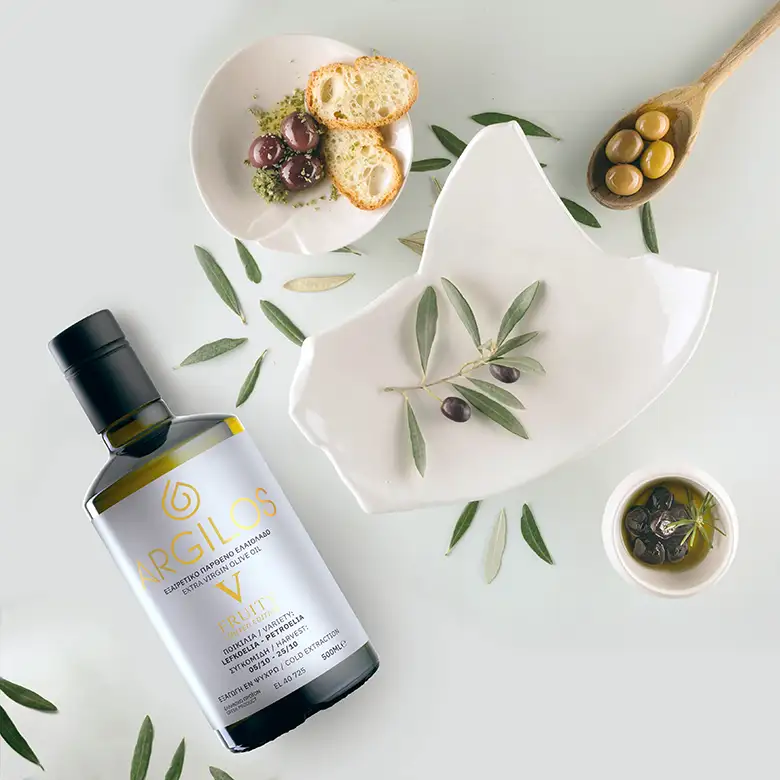 Ελαιόλαδο σε κουτάλι Εξαιρετικό παρθένο olive epitome