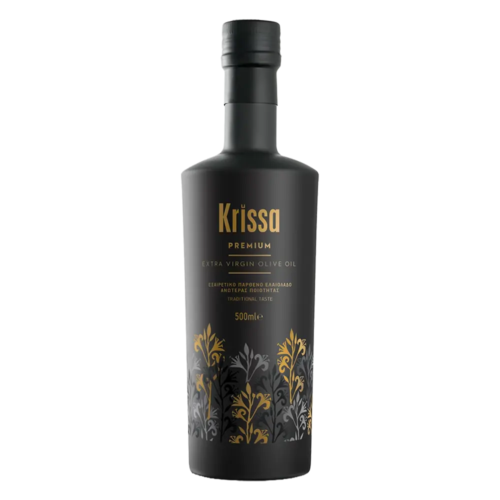 Krissa Premium extra virgin olive oil Tsounati variety bottle 500 ml front view