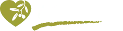 εικονίδιο olive care και δίπλα μια καρδιά με κλαδί ελιάς μέσα στην καρδια