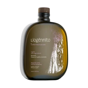 Liogennito Megaritiki Organic extra virgin olive oil bottle front view